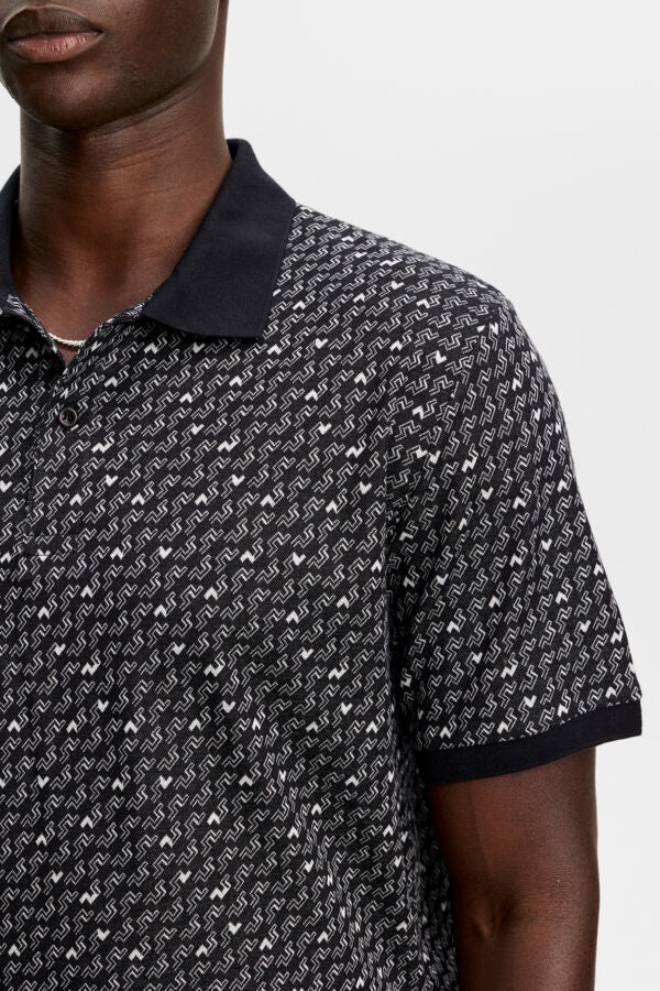 Devon Jacquard Polo / BIAS BRIDGE MICRO BLACK WHITE