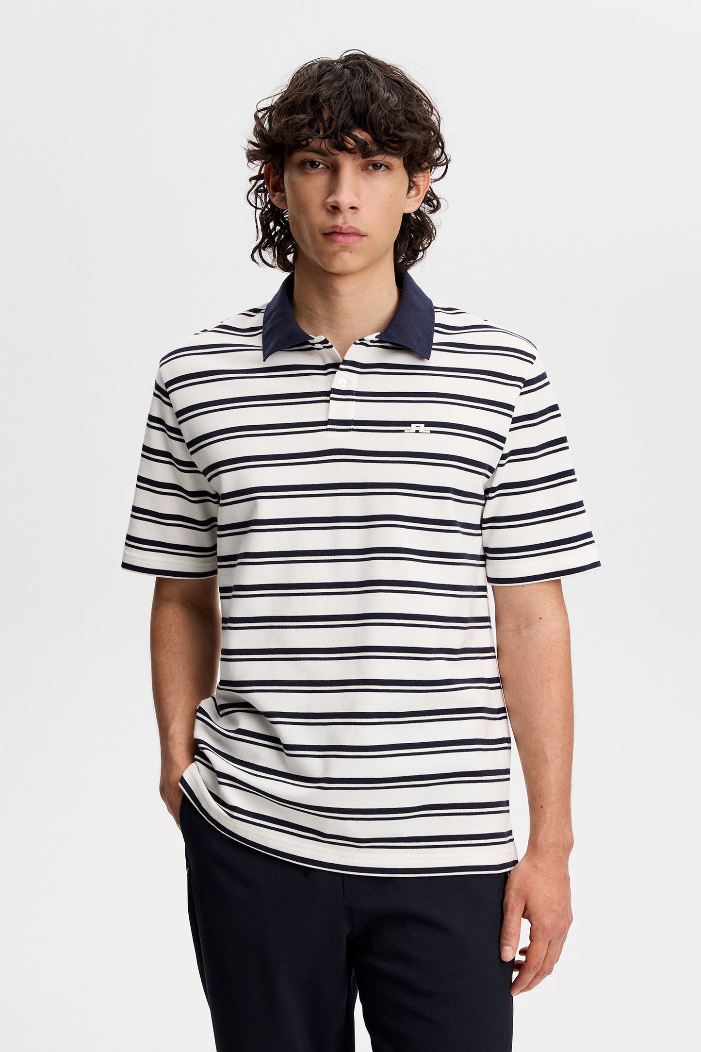 Trond Striped Polo Pique in JL Navy by J.Lindeberg