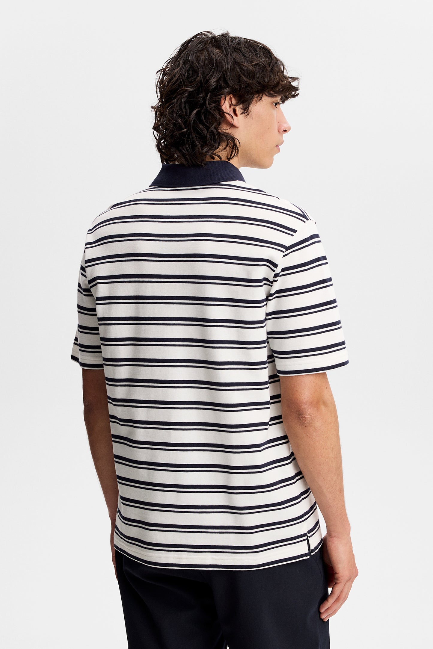 Trond Striped Polo Pique in JL Navy by J.Lindeberg