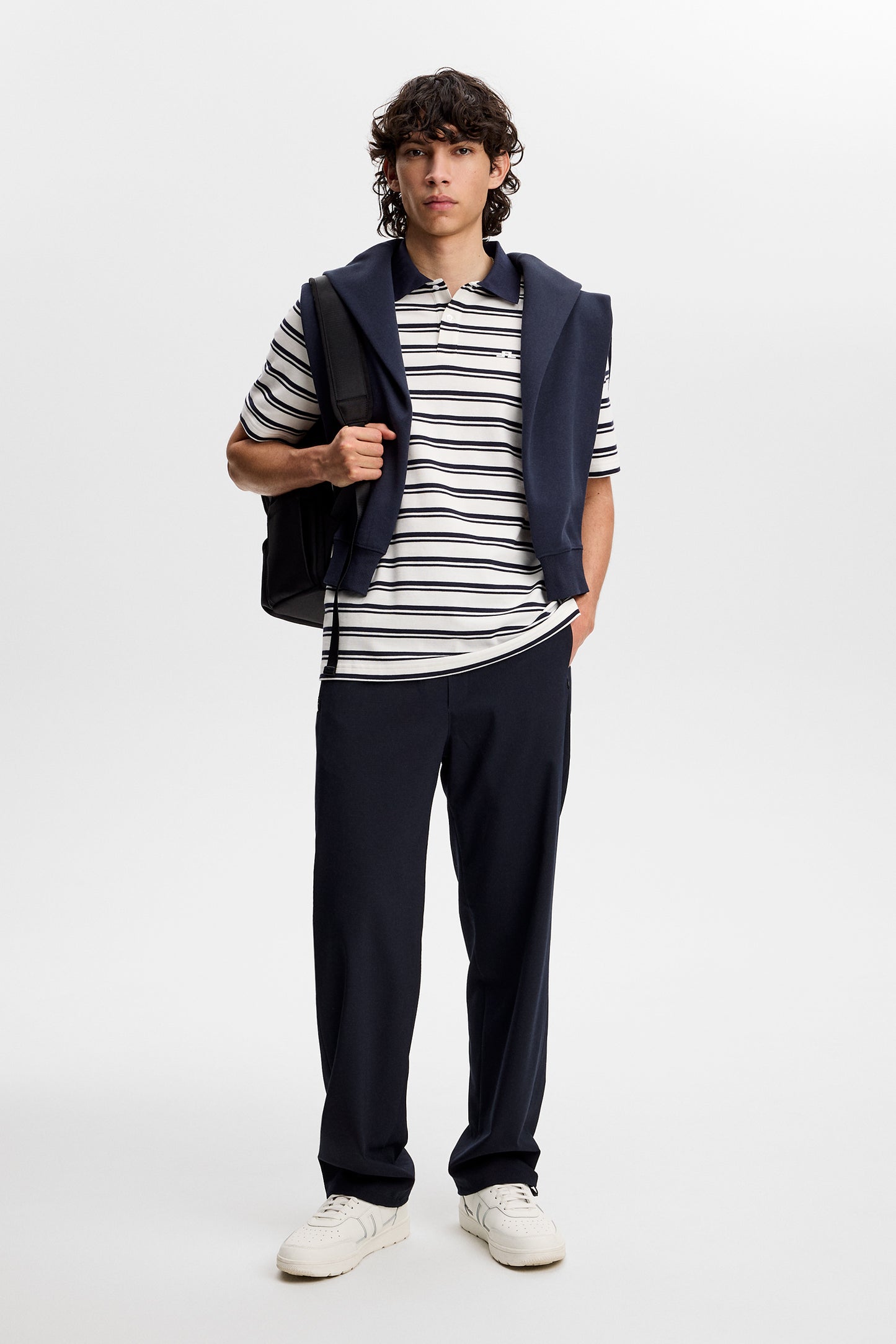 Trond Striped Polo Pique in JL Navy by J.Lindeberg