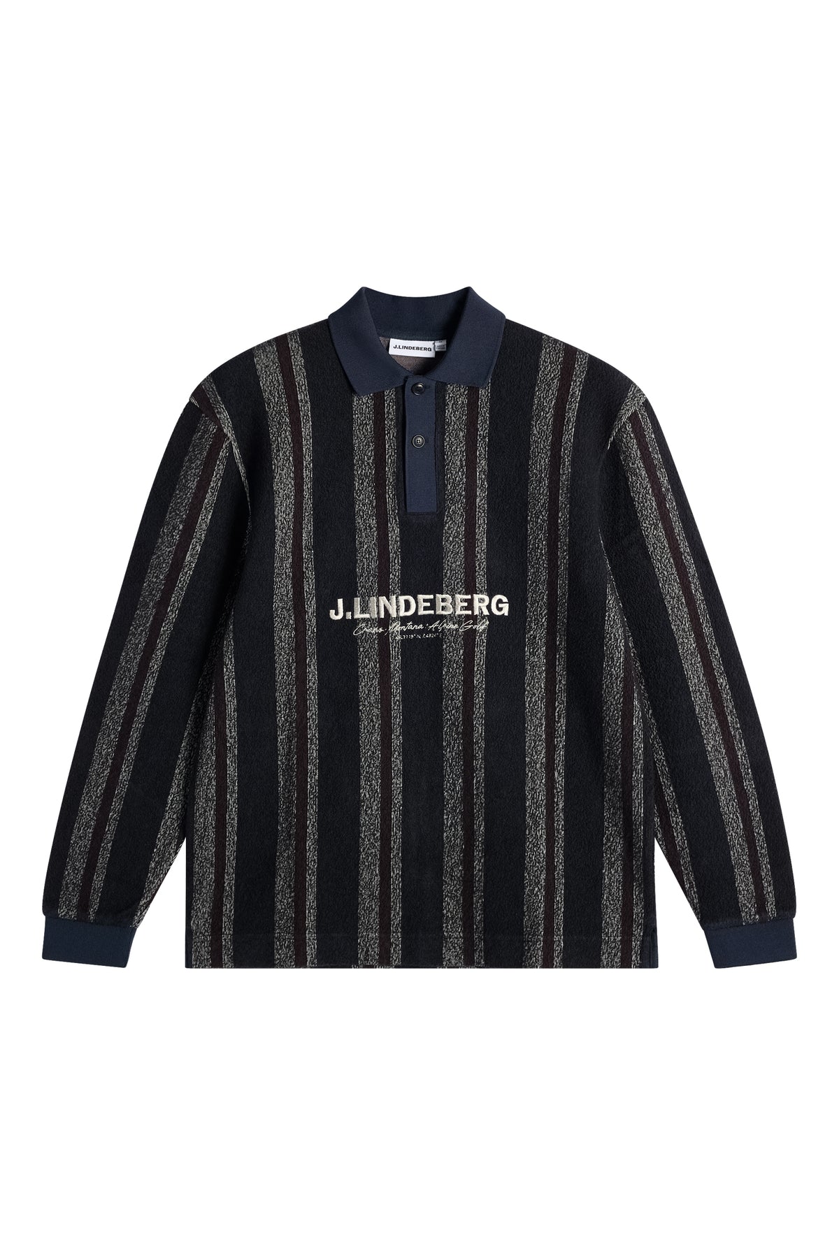Bergman Jacquard Oversize Polo in Garrett Polo Stripe Navy by J.Lindeberg