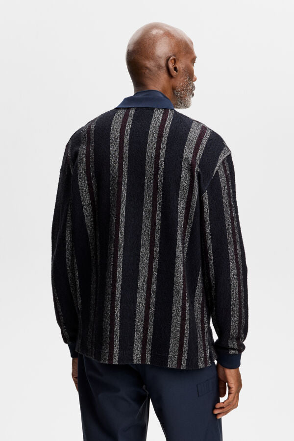 Bergman Jacquard Oversize Polo / Garrett Polo Stripe Navy