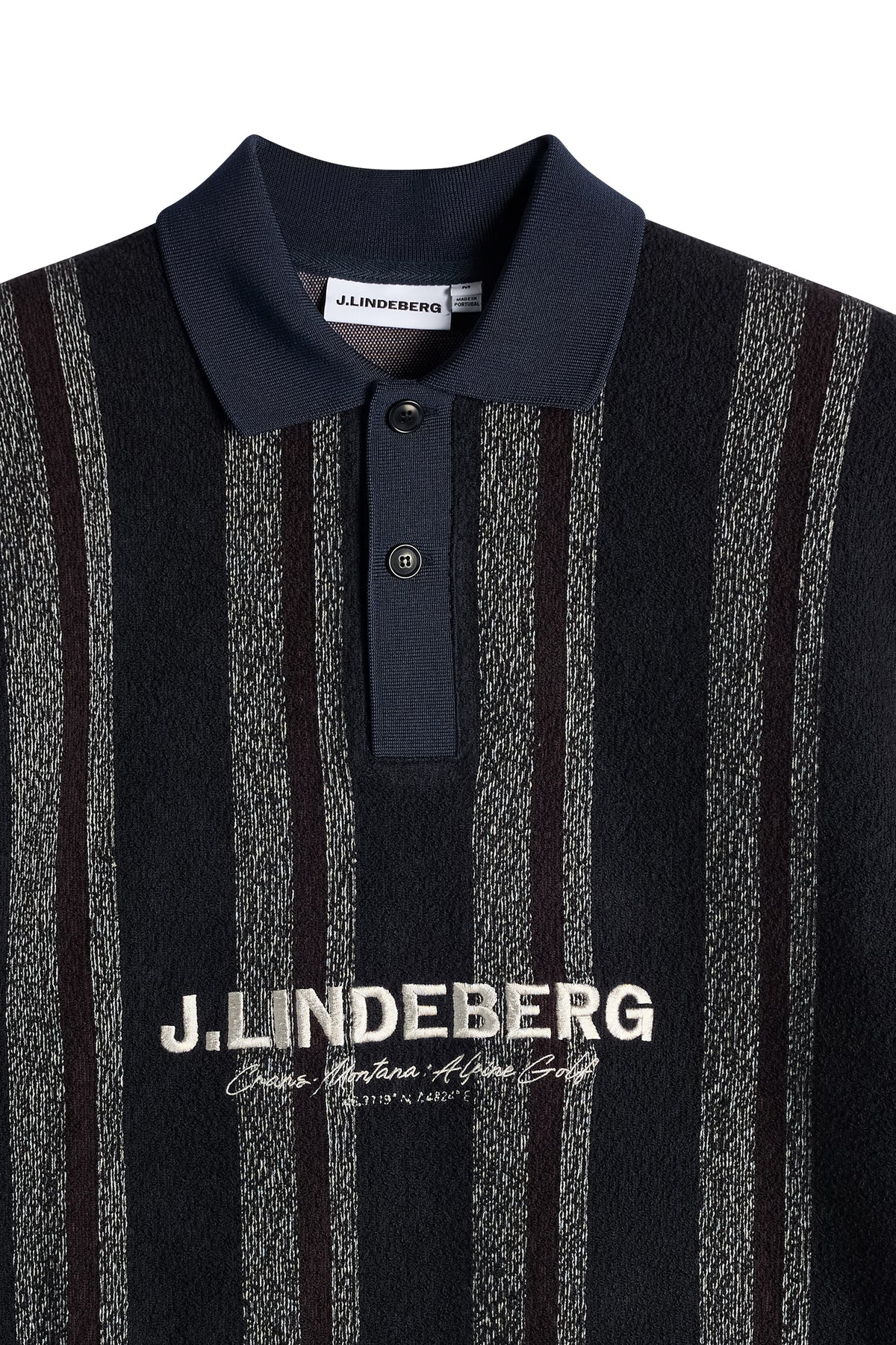 Bergman Jacquard Oversize Polo in Garrett Polo Stripe Navy by J.Lindeberg