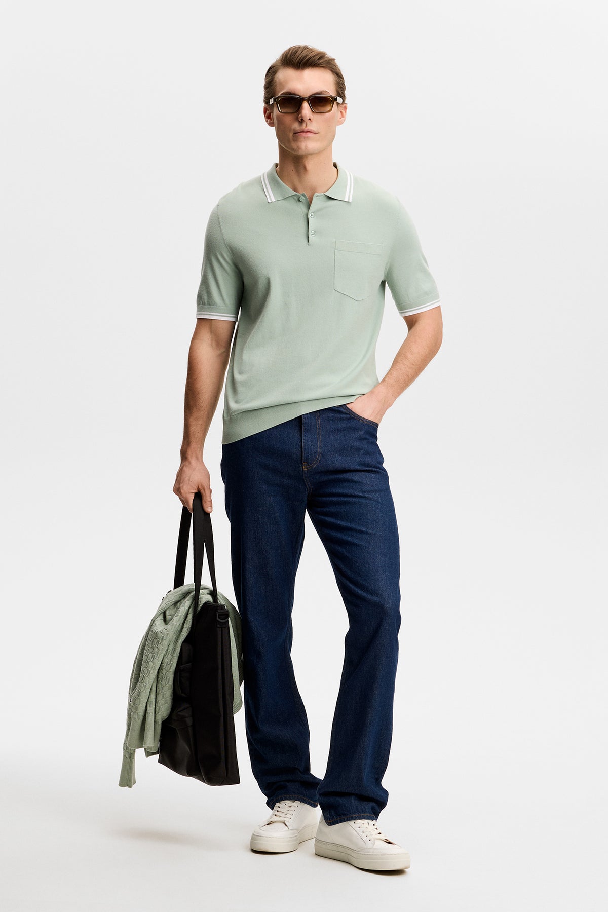 Ramon Knit SS Polo in Jadeite by J.Lindeberg