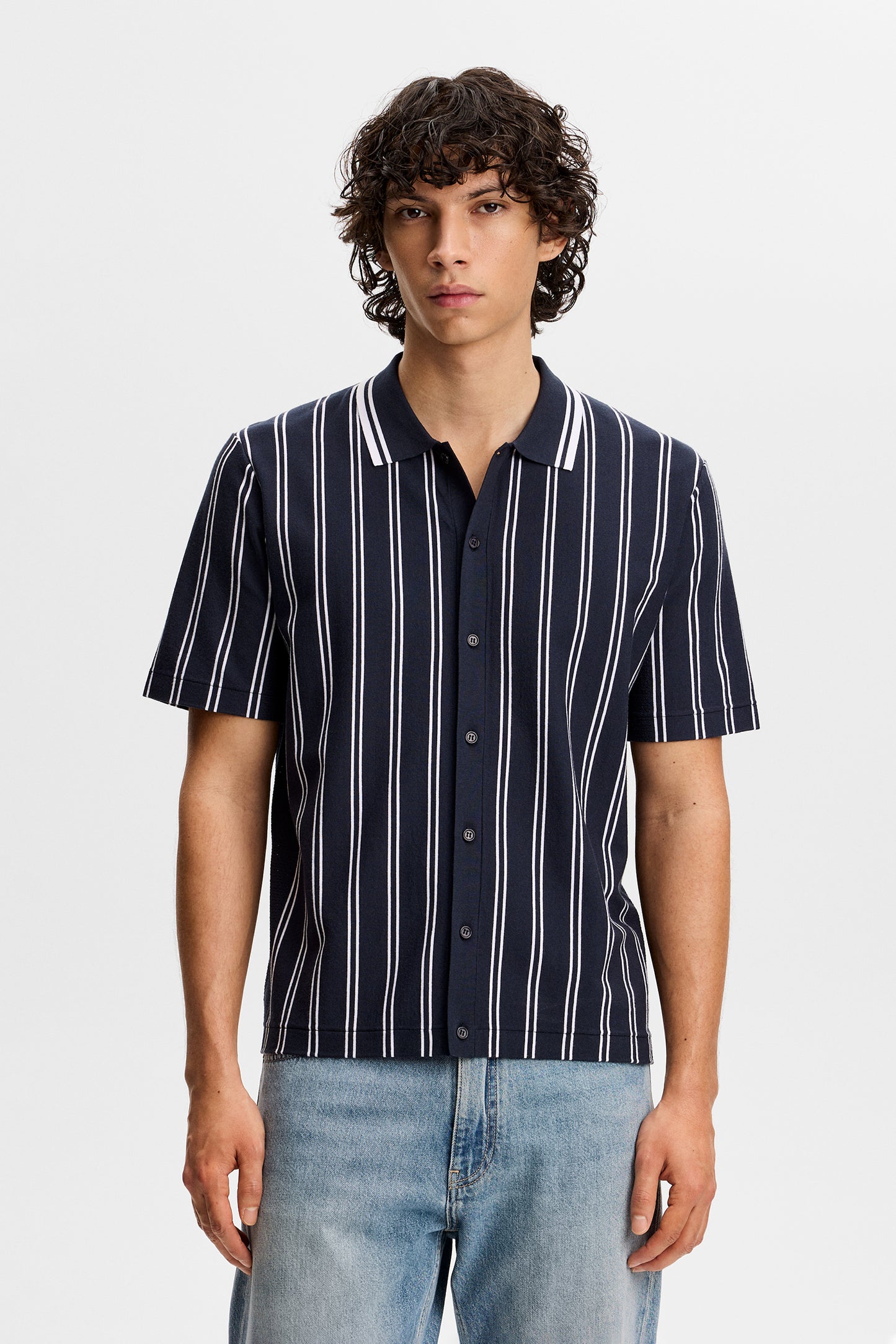 Rue Knit SS Shirt in JL Navy by J.Lindeberg