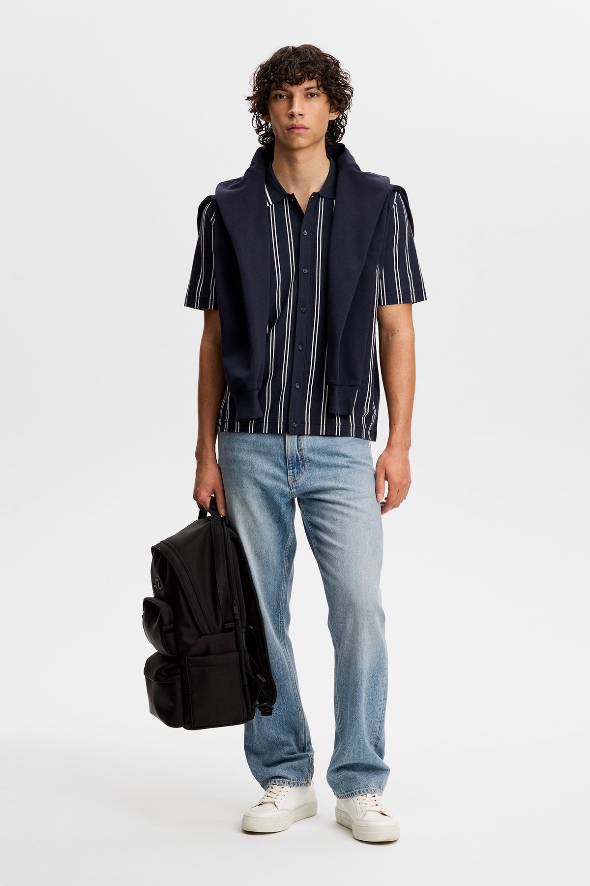 Rue Knit SS Shirt in JL Navy by J.Lindeberg