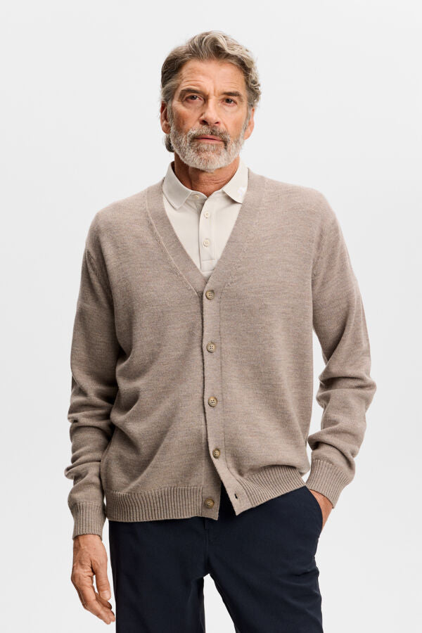 Kaleb Merino Cardigan / Brindle Melange