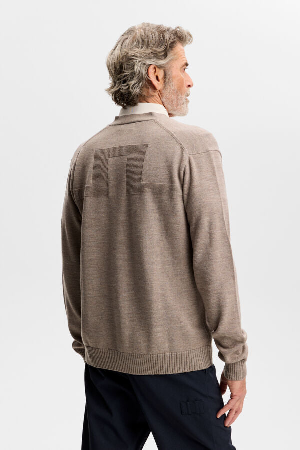 Kaleb Merino Cardigan / Brindle Melange