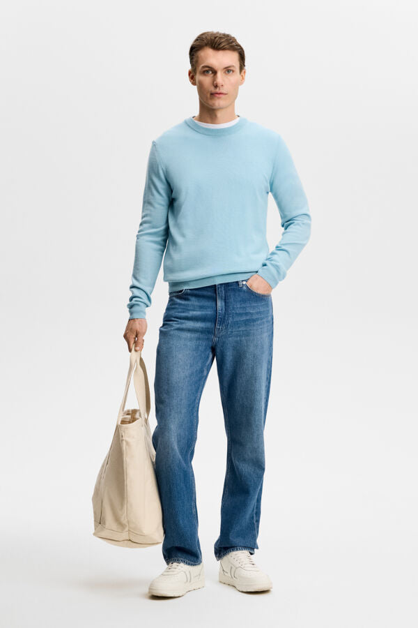Keane Merino Crew Neck / Forget-Me-Not