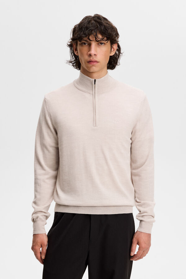 Kiyan Quarter Zip Sweater / Moonbeam Melange