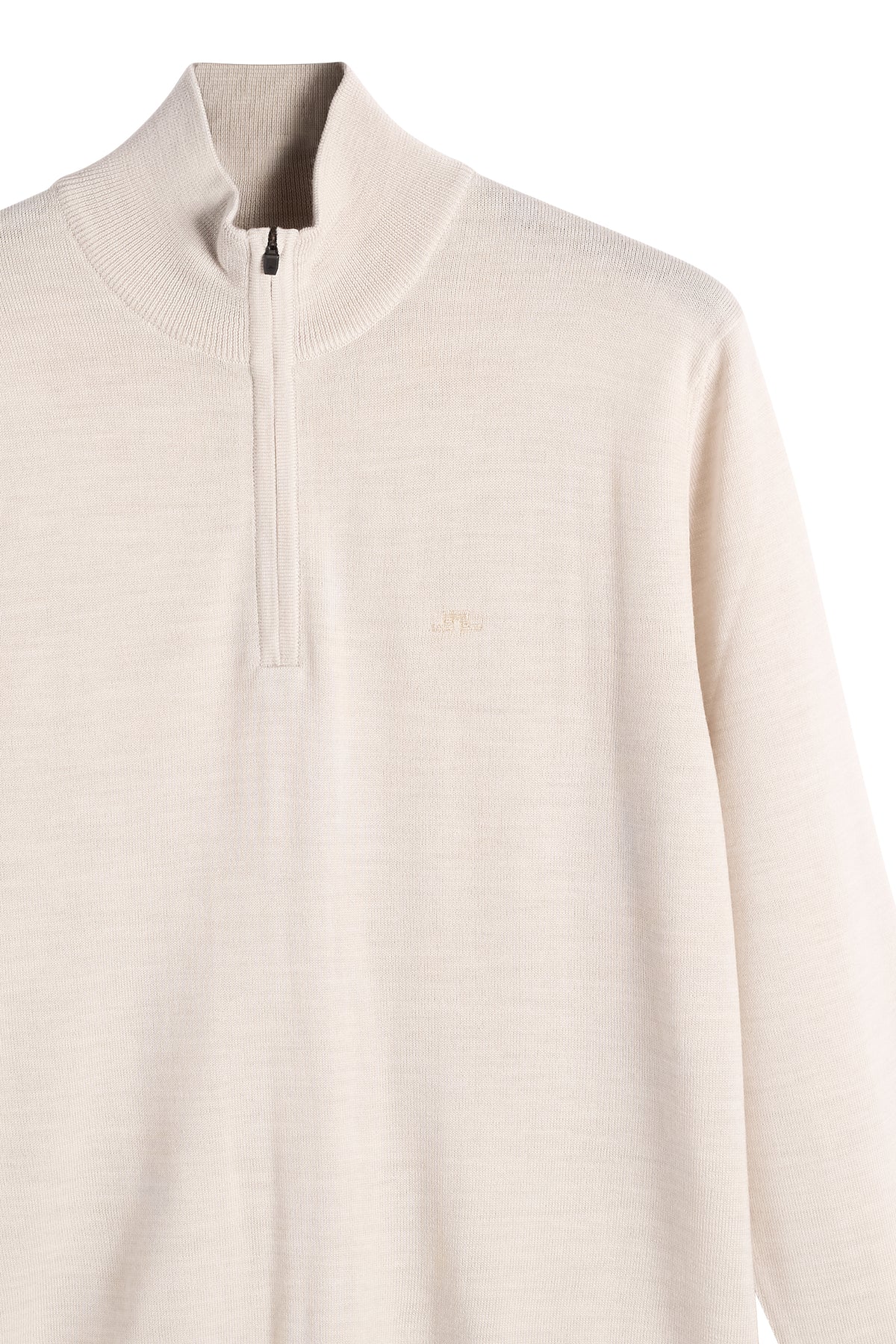 Kiyan Quarter Zip Sweater in Moonbeam Melange by J.Lindeberg
