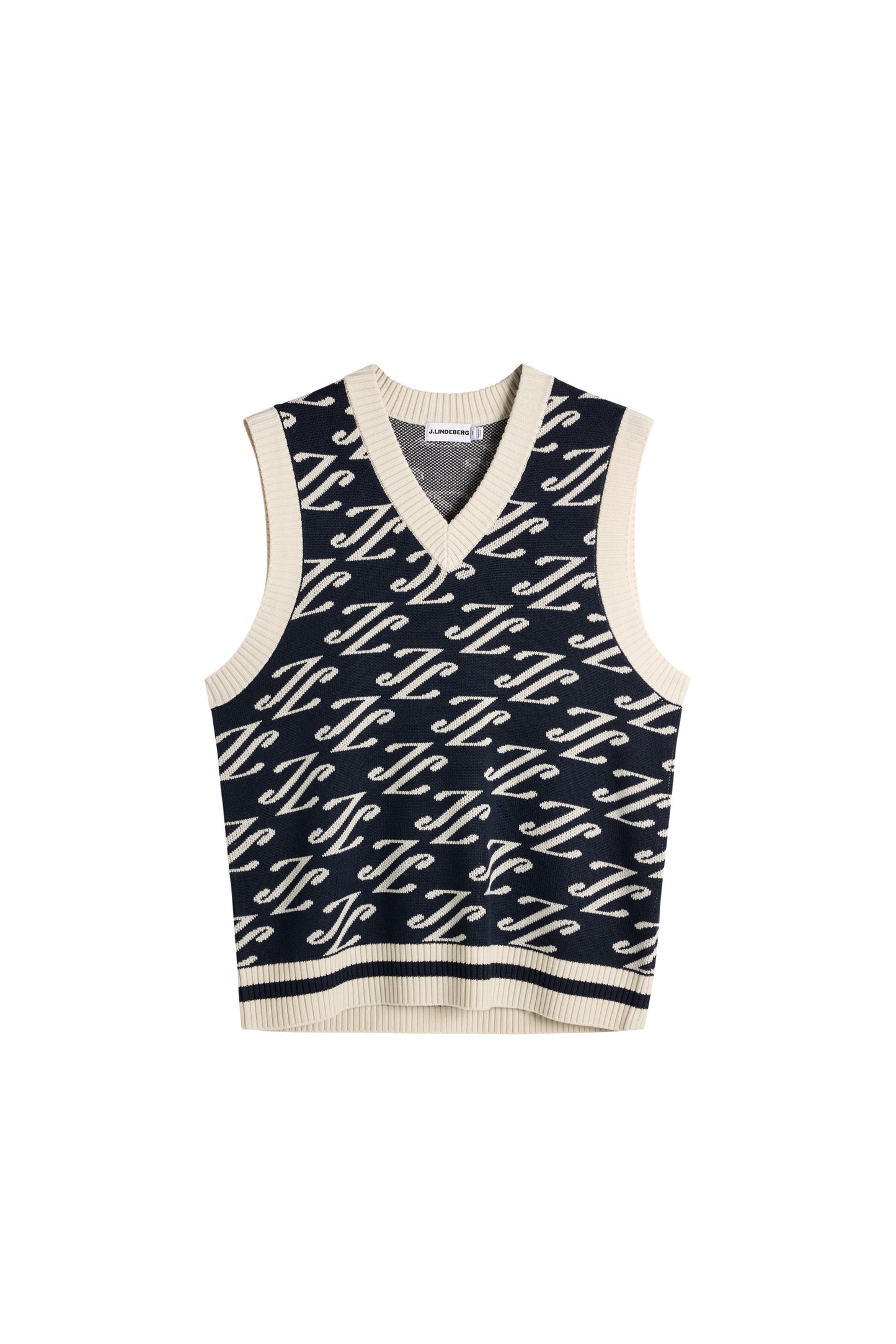 Anton Jacquard Knit Vest in Cardi Jacquard - JL Navy by J.Lindeberg