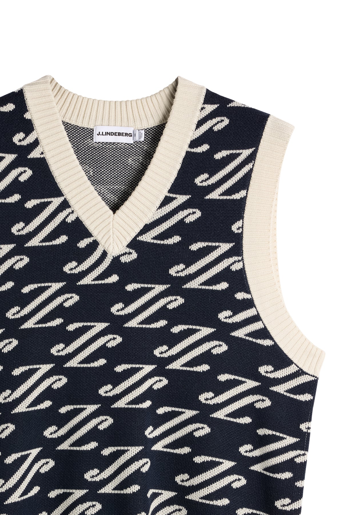 Anton Jacquard Knit Vest in Cardi Jacquard - JL Navy by J.Lindeberg