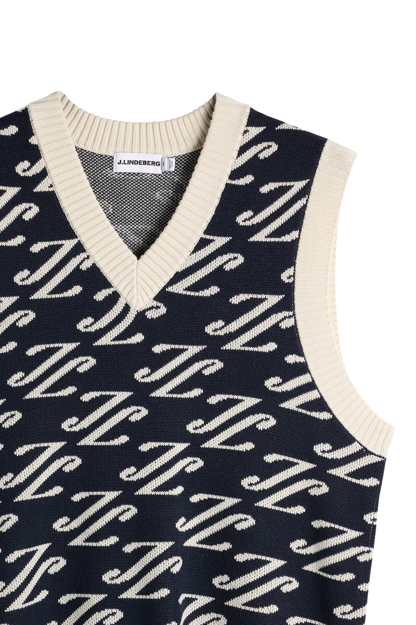 Anton Jacquard Knit Vest in Cardi Jacquard - JL Navy by J.Lindeberg