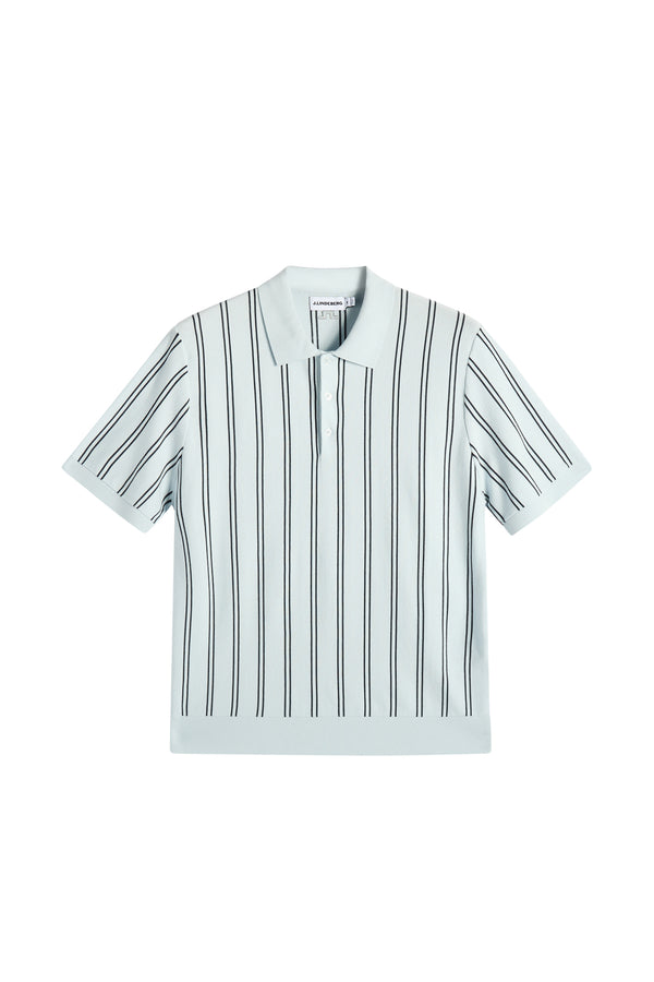 Reymond Stripe Knit Polo / Skywriting
