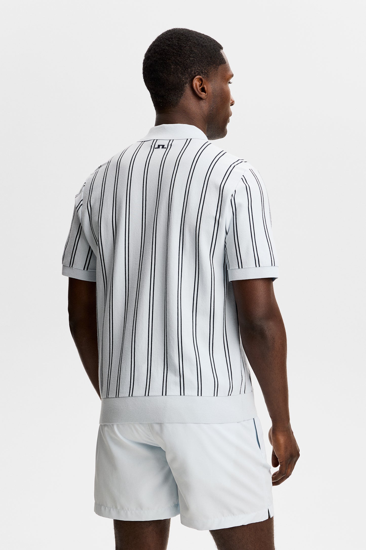 Reymond Stripe Knit Polo in Skywriting by J.Lindeberg