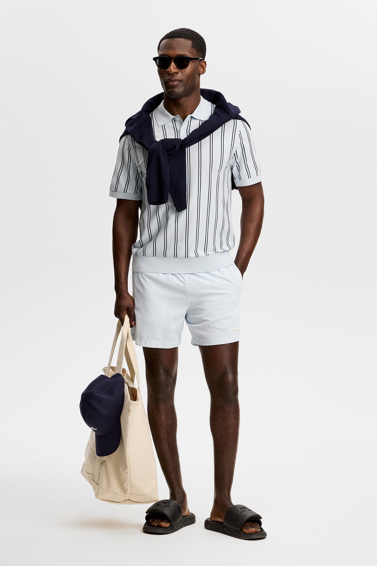Reymond Stripe Knit Polo in Skywriting by J.Lindeberg