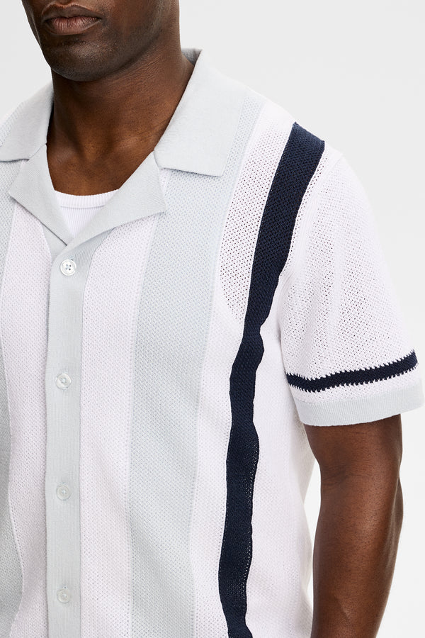 Remus Resort Collar Knit Polo / Skywriting