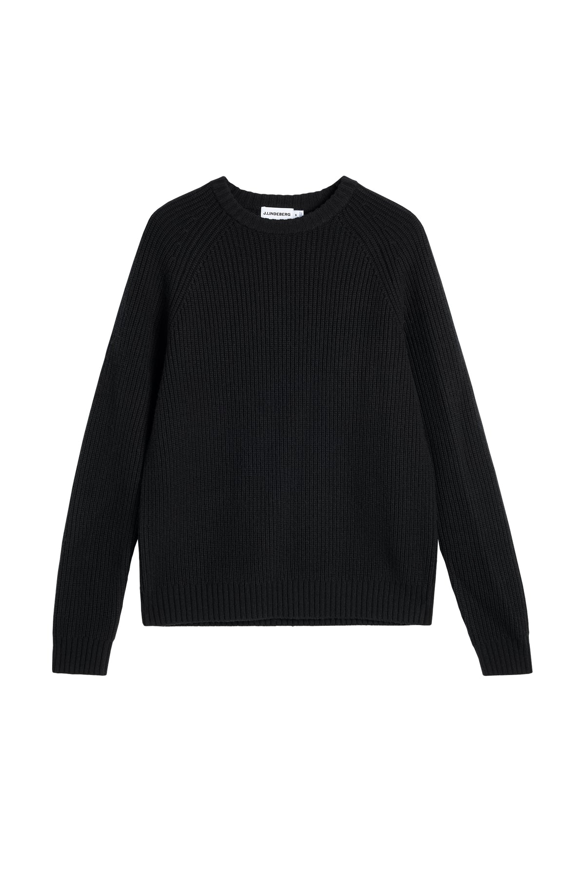 Hallow Knitted Crew Neck in Black by J.Lindeberg