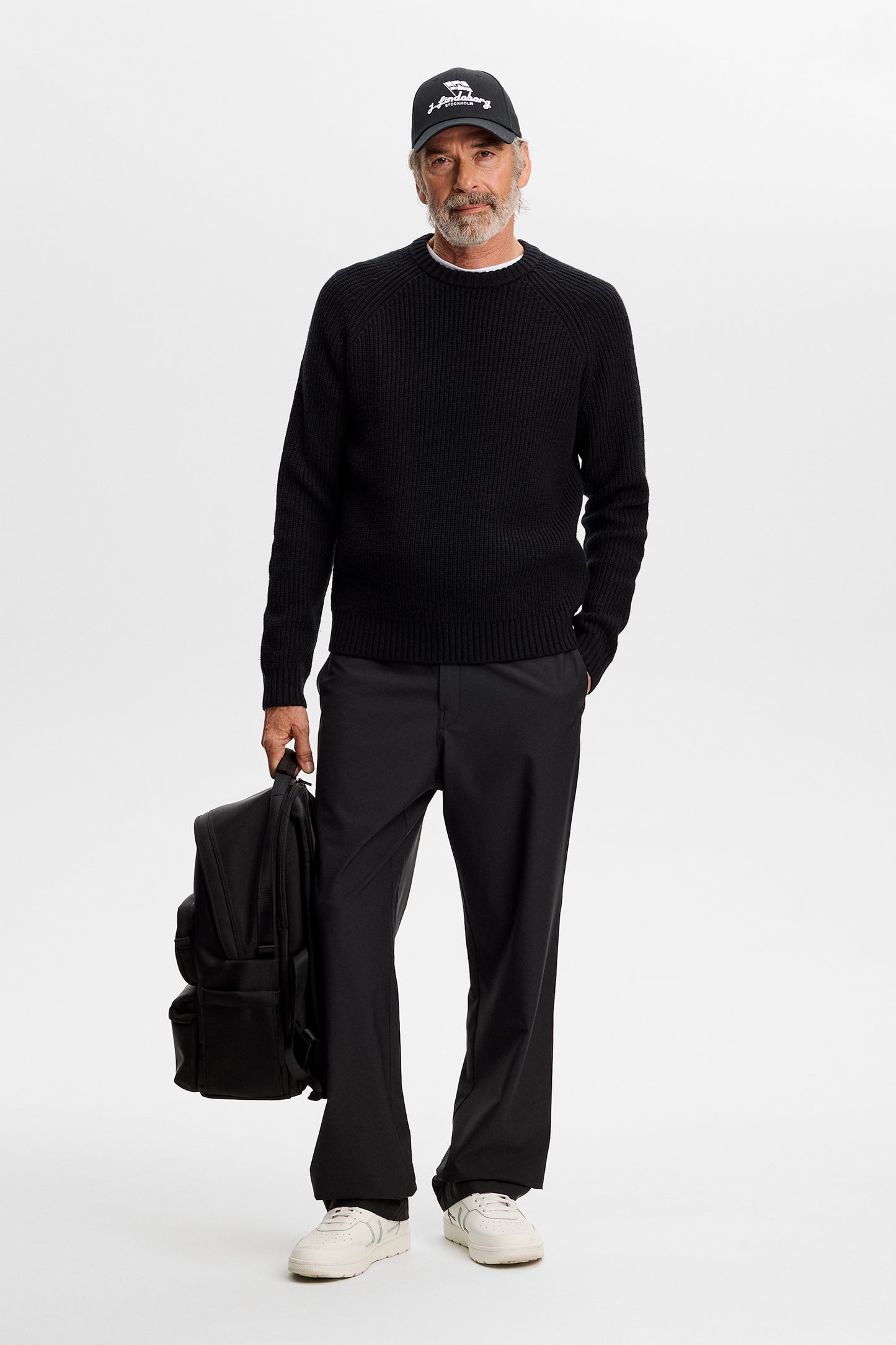 Hallow Knitted Crew Neck in Black by J.Lindeberg