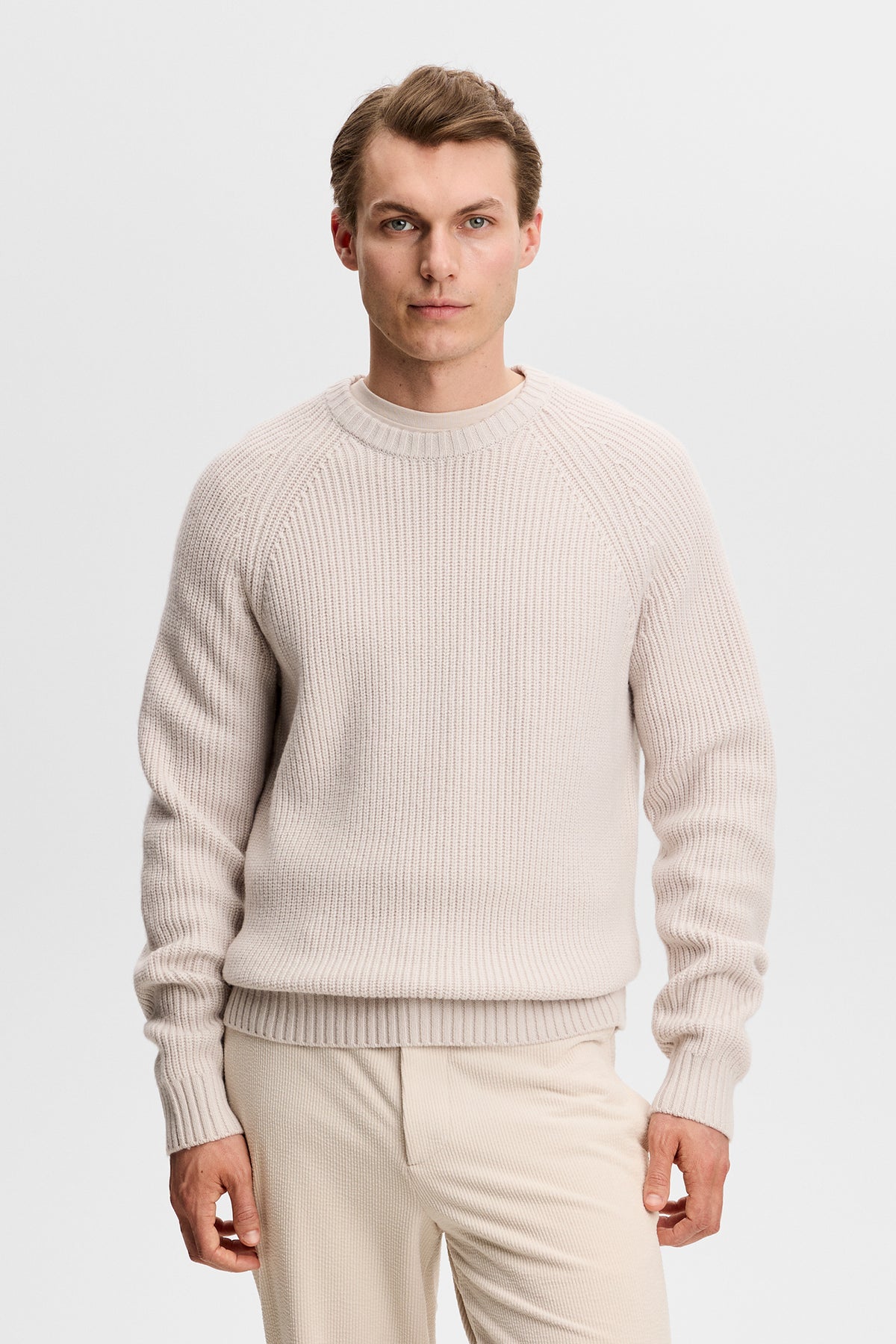 Hallow Knitted Crew Neck in Moonbeam by J.Lindeberg
