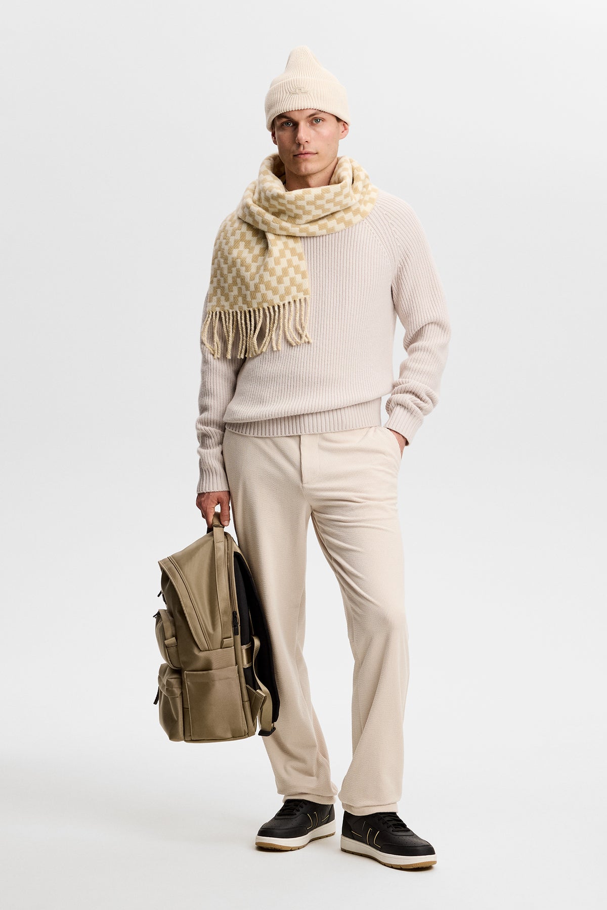 Hallow Knitted Crew Neck in Moonbeam by J.Lindeberg