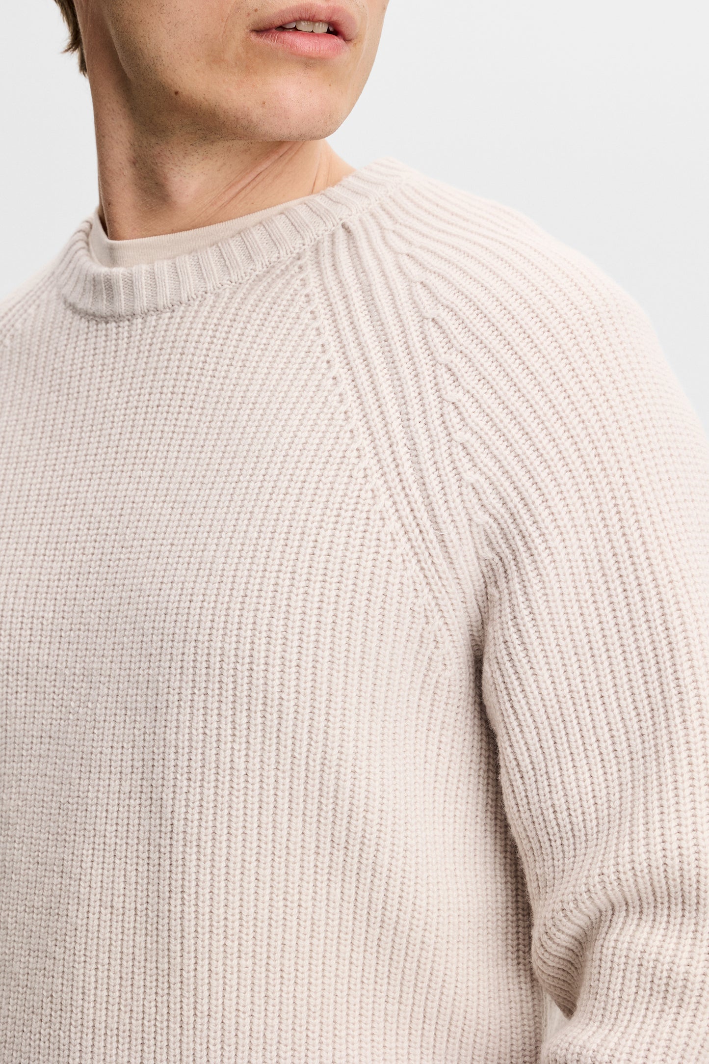 Hallow Knitted Crew Neck in Moonbeam by J.Lindeberg