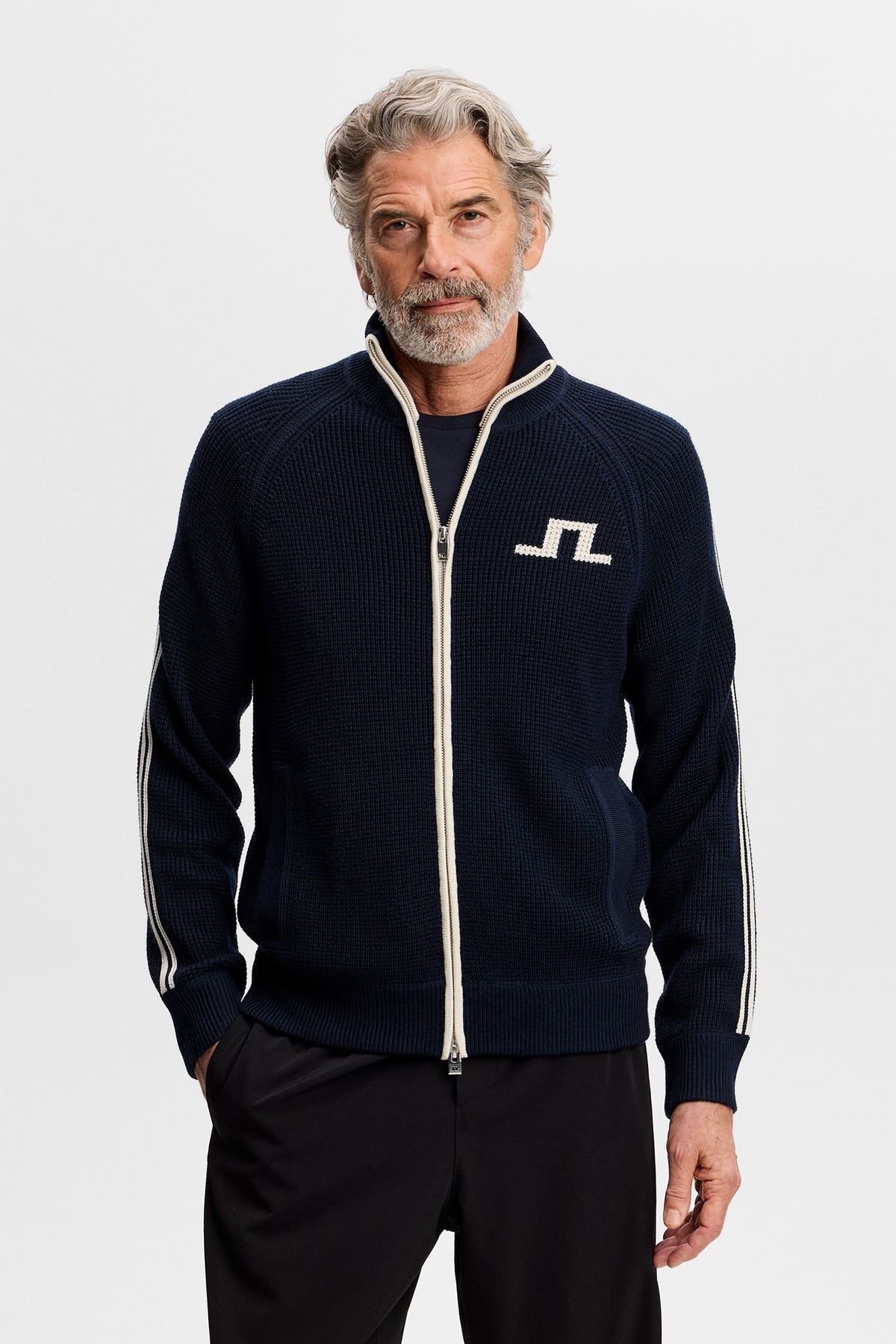 Craig Zip Knit Cardigan in JL Navy by J.Lindeberg