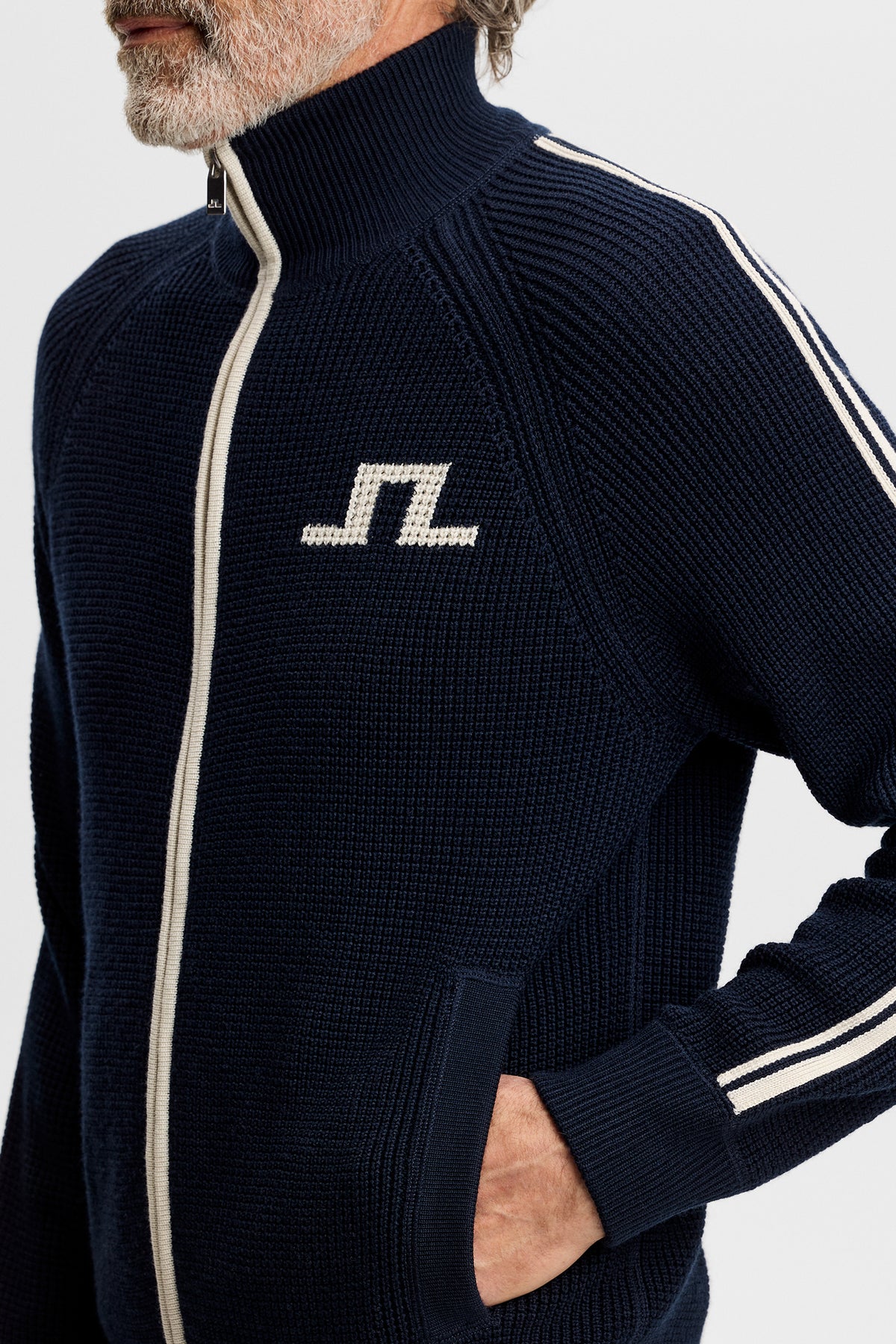 Craig Zip Knit Cardigan in JL Navy by J.Lindeberg