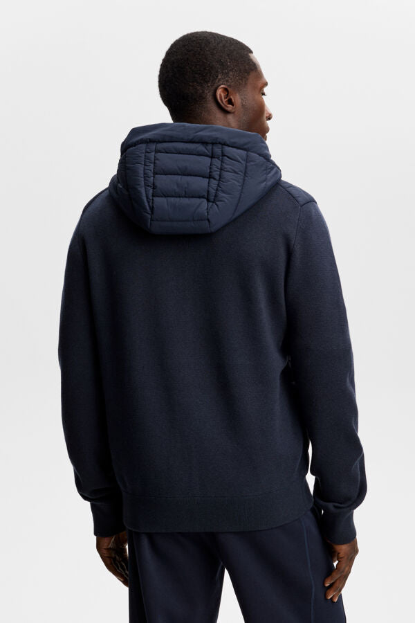 Thaden Knit Hood Hybrid Jacket / JL Navy