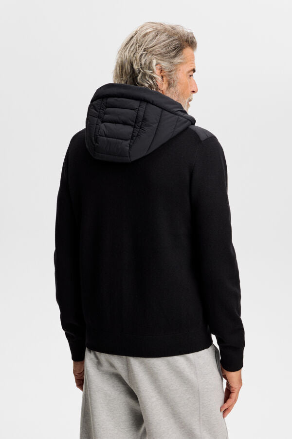 Thaden Knit Hood Hybrid Jacket / Black