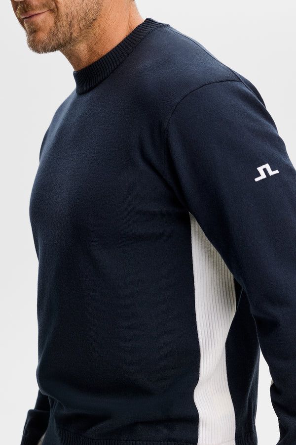 Chester Side Stripe Knit Crew / JL Navy
