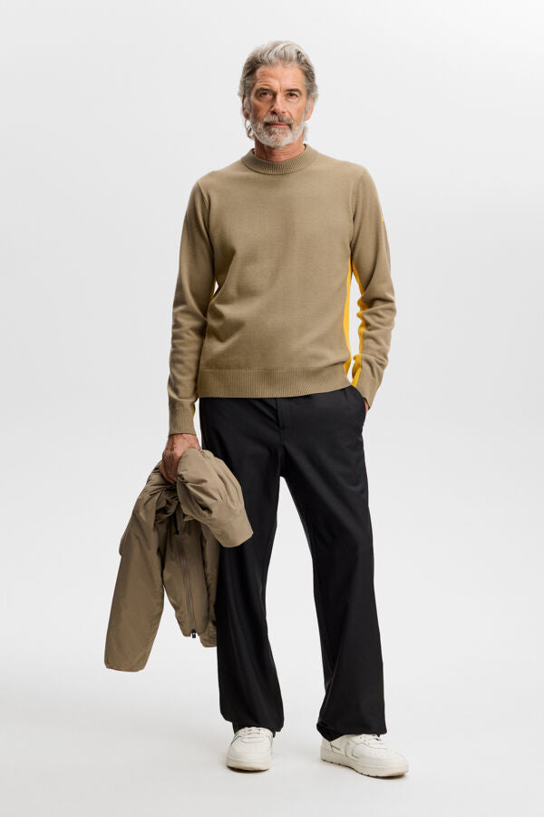 Chester Side Stripe Knit Crew / Brindle