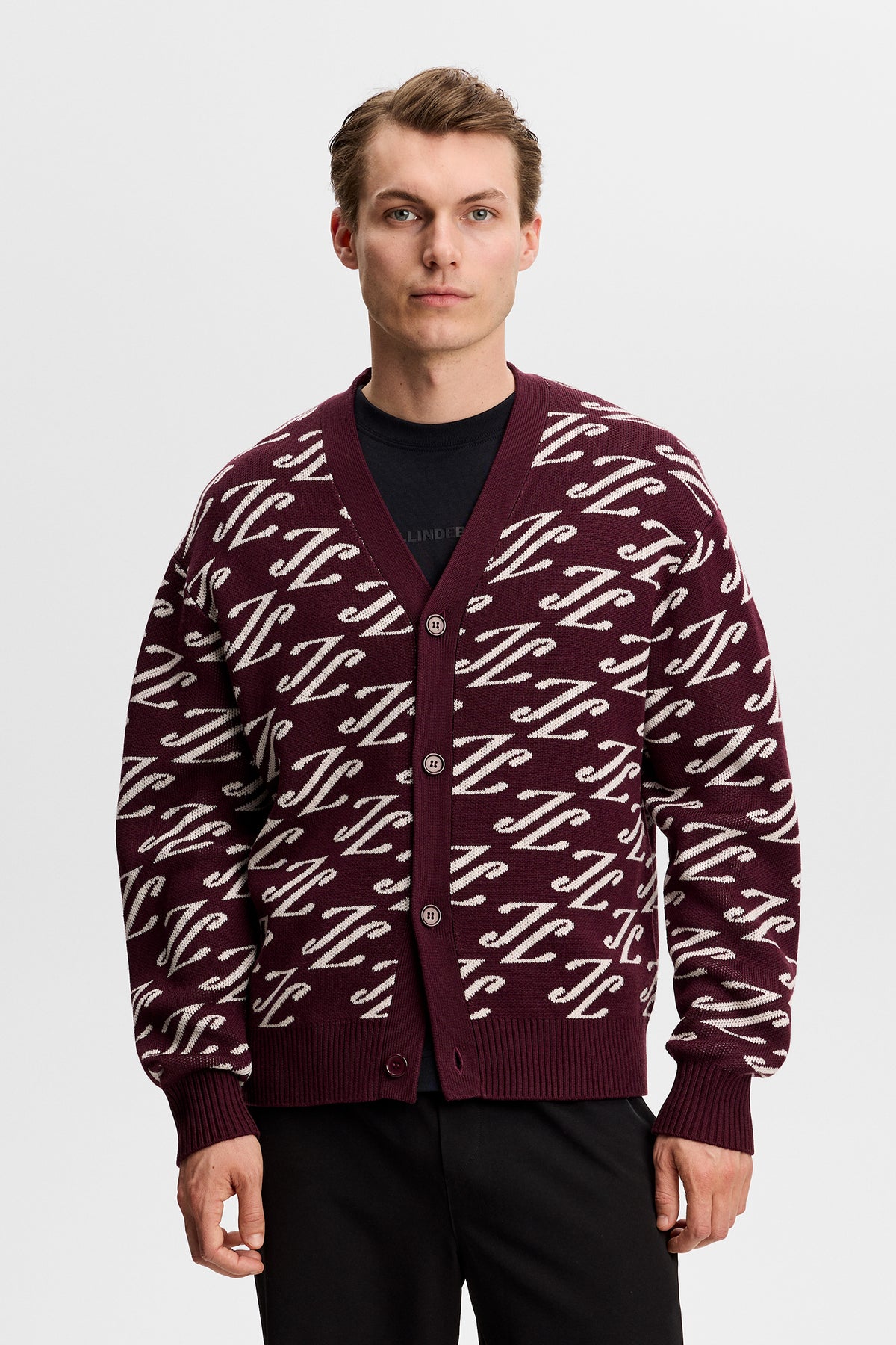 Denny Jacquard Cardigan in Cardi Jacquard - Winetasting by J.Lindeberg