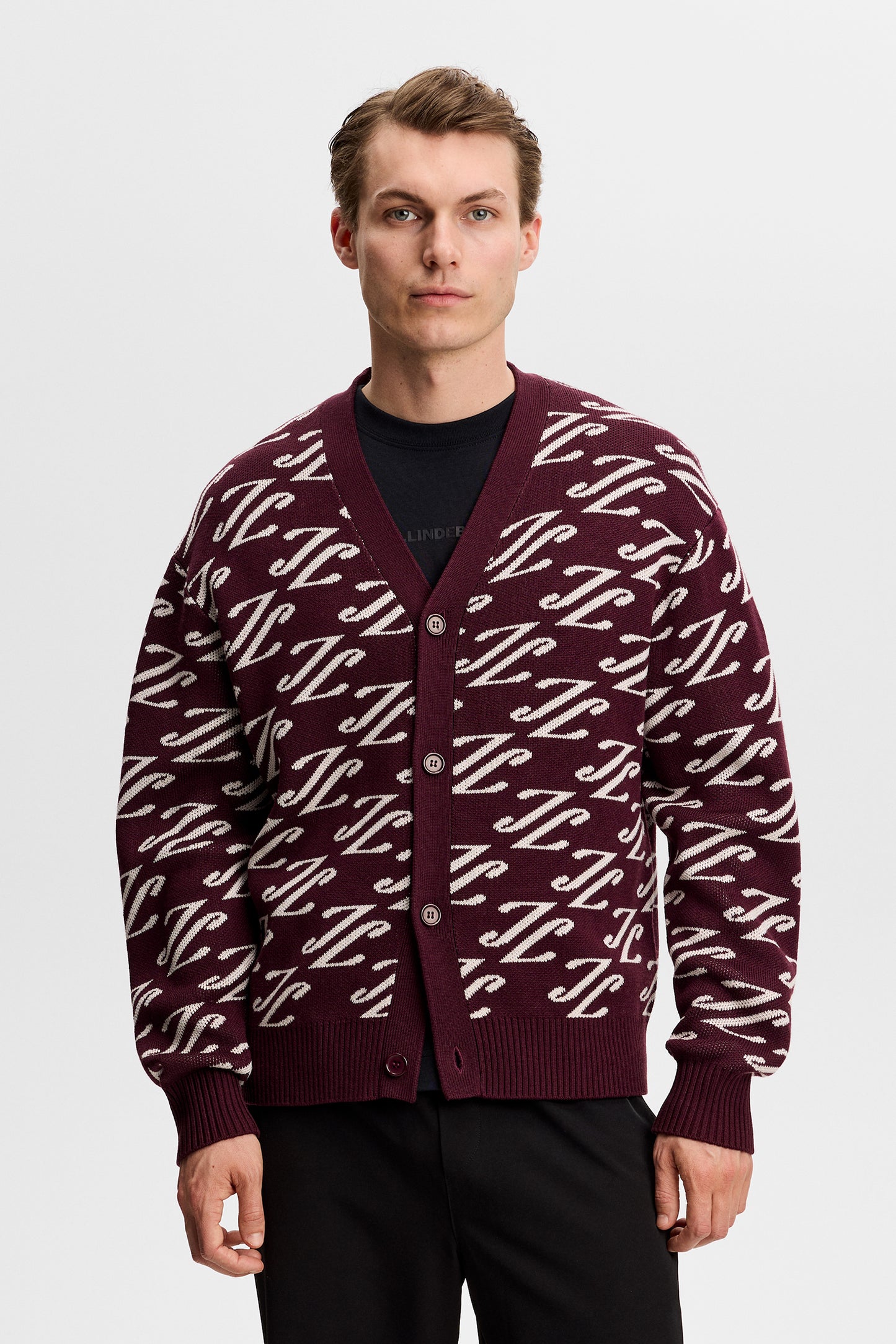 Denny Jacquard Cardigan in Cardi Jacquard - Winetasting by J.Lindeberg