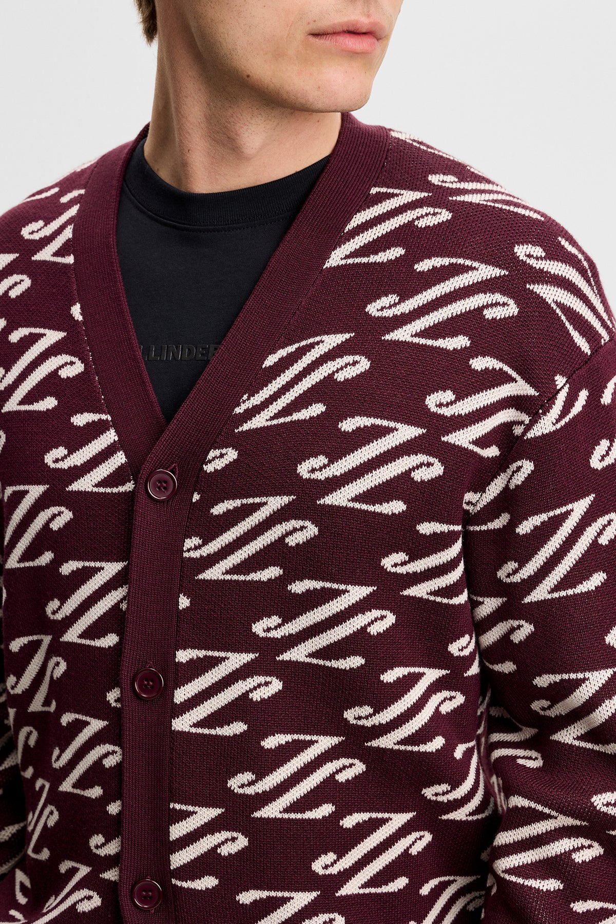 Denny Jacquard Cardigan in Cardi Jacquard - Winetasting by J.Lindeberg