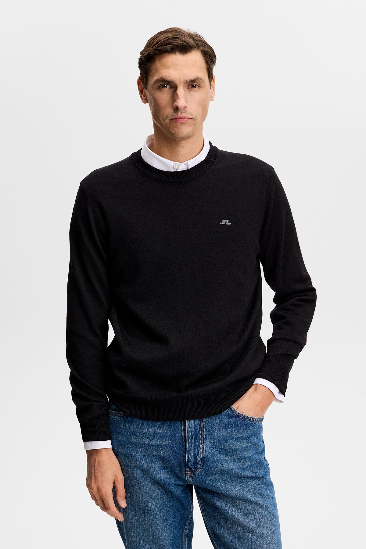 Keane Merino Crew Neck in Black by J.Lindeberg