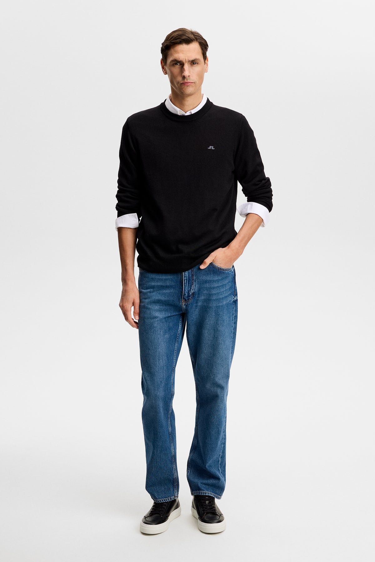 Keane Merino Crew Neck in Black by J.Lindeberg