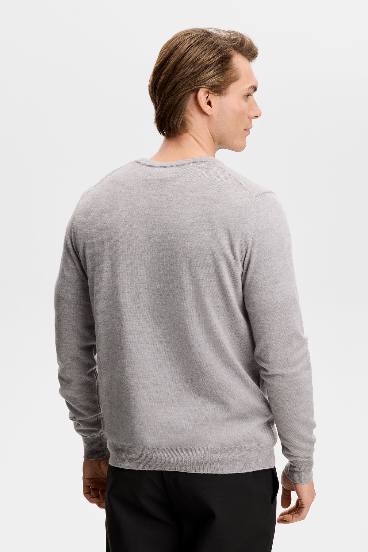 Keane Merino Crew Neck in Light Grey Melange by J.Lindeberg