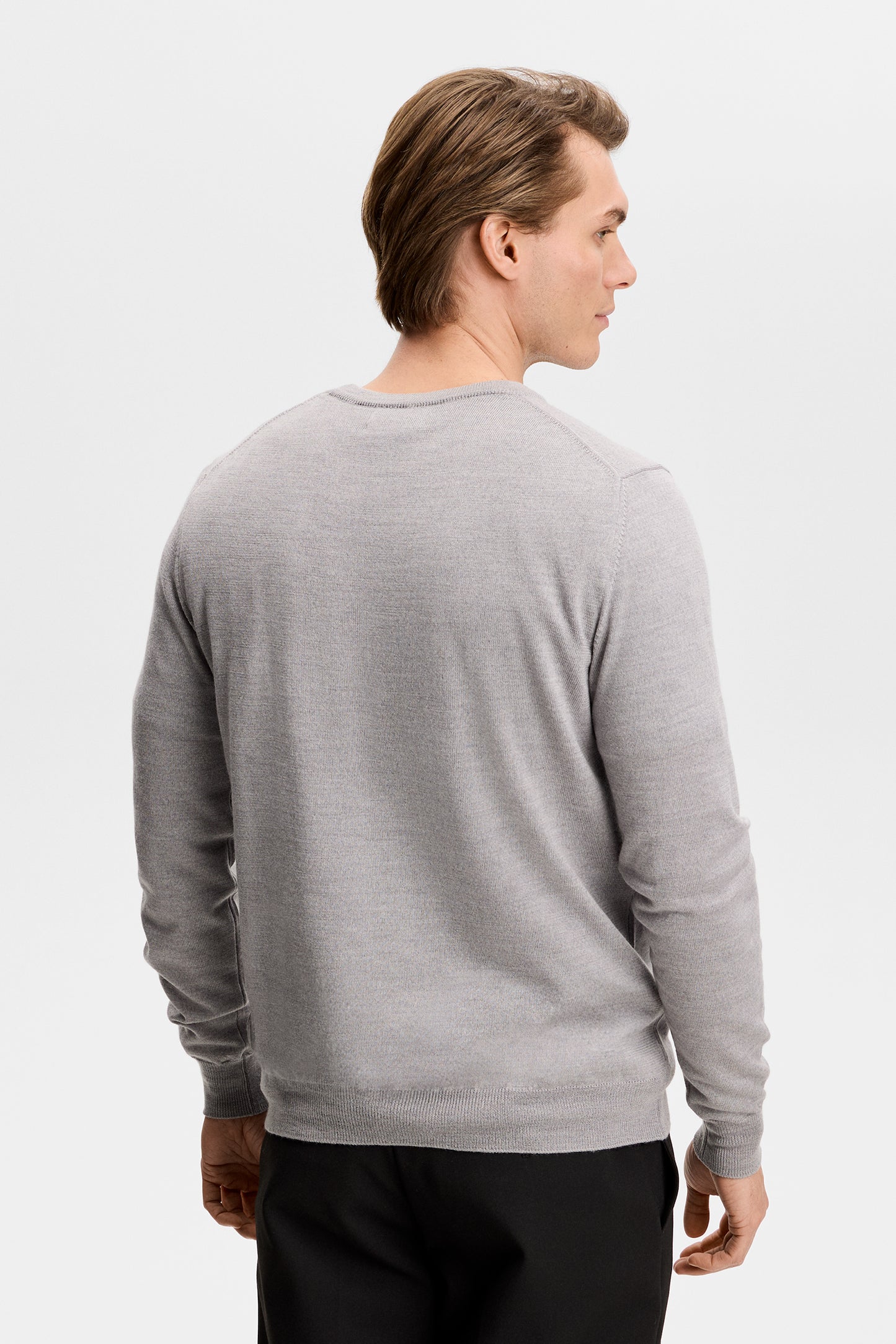 Keane Merino Crew Neck in Light Grey Melange by J.Lindeberg