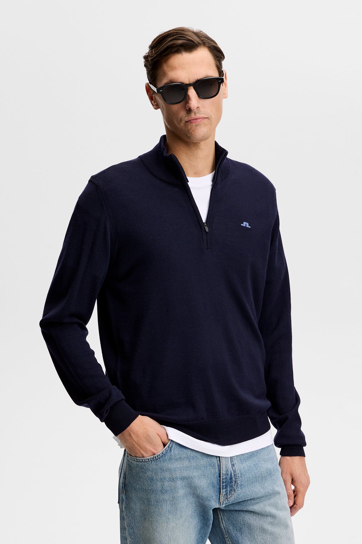 Kiyan Quarter Zip Sweater in JL Navy by J.Lindeberg