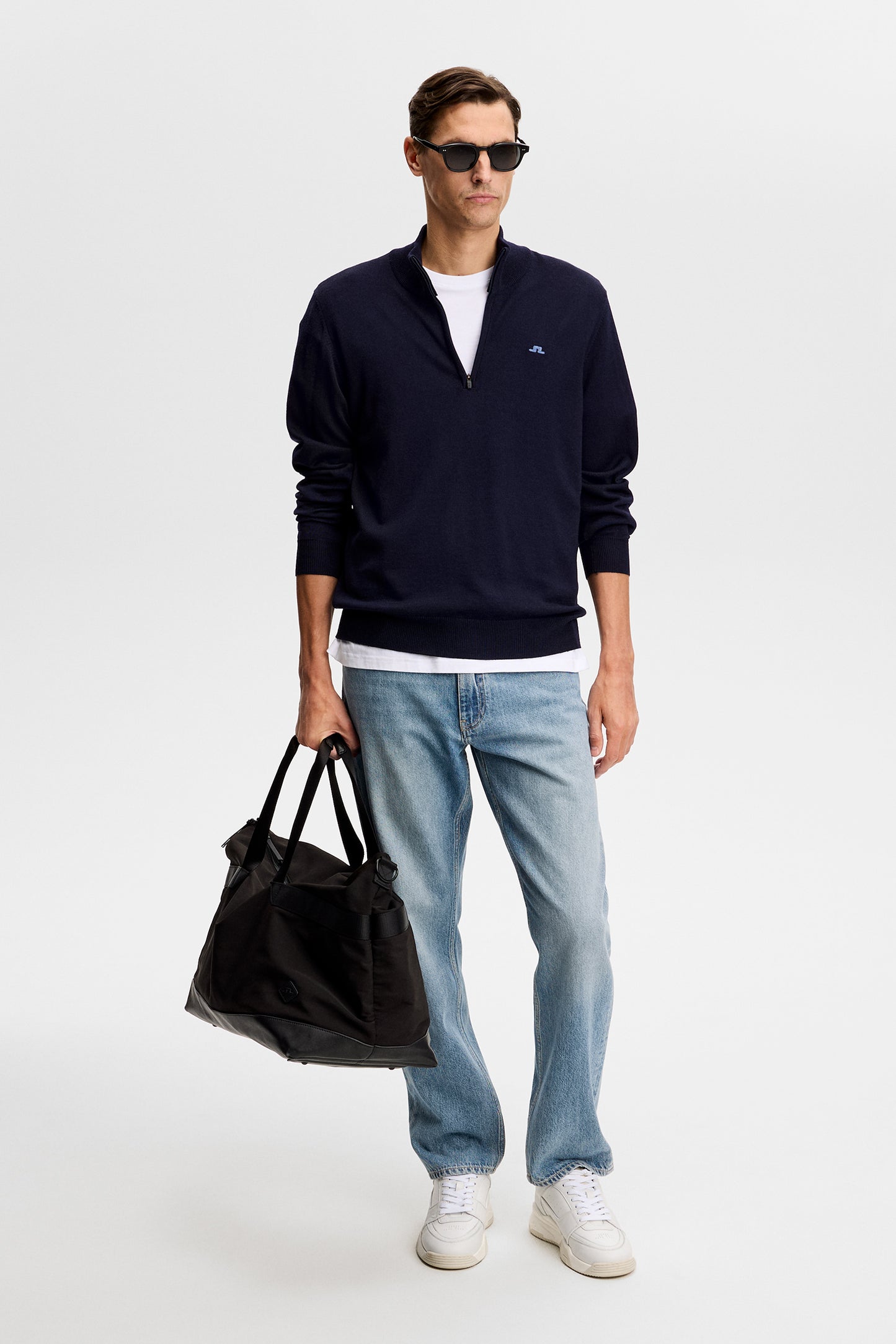 Kiyan Quarter Zip Sweater in JL Navy by J.Lindeberg