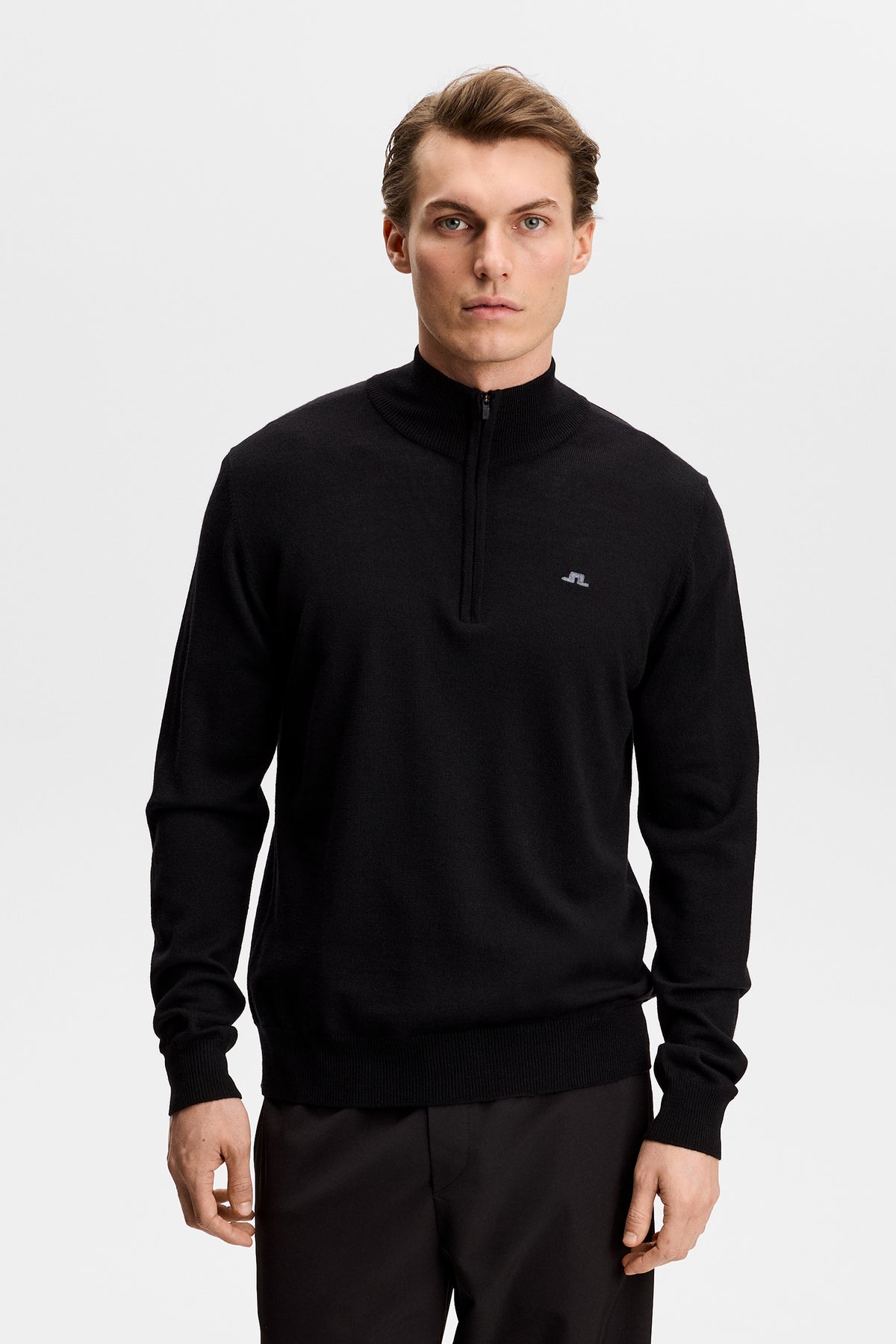 Kiyan Quarter Zip Sweater in Black by J.Lindeberg