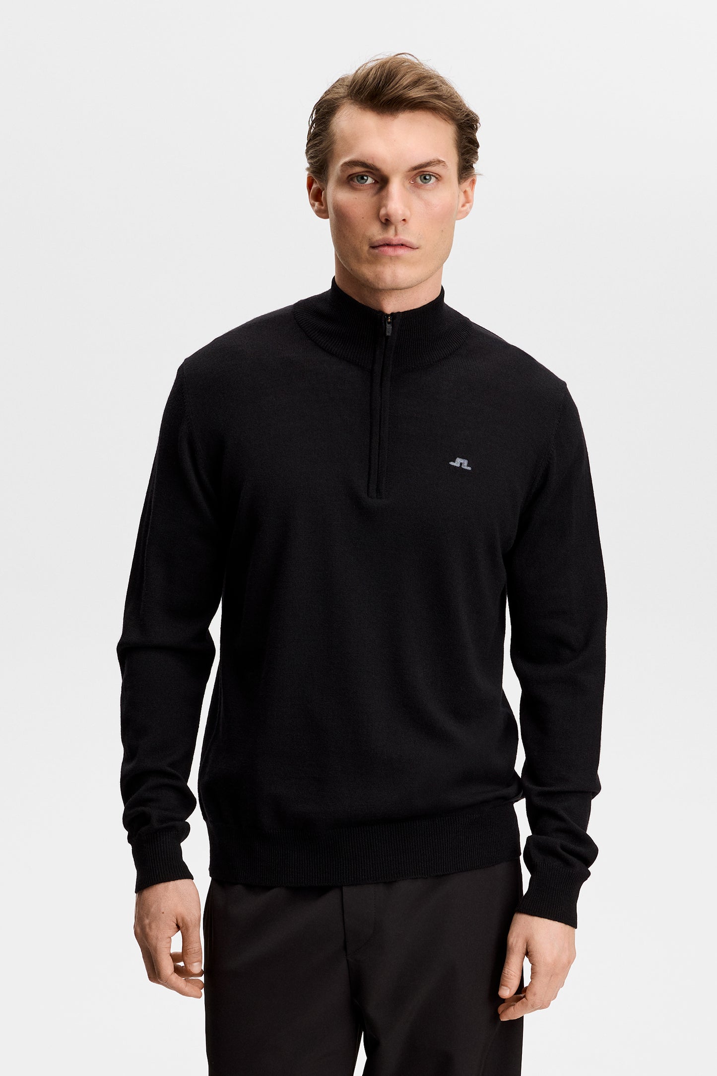 Kiyan Quarter Zip Sweater in Black by J.Lindeberg