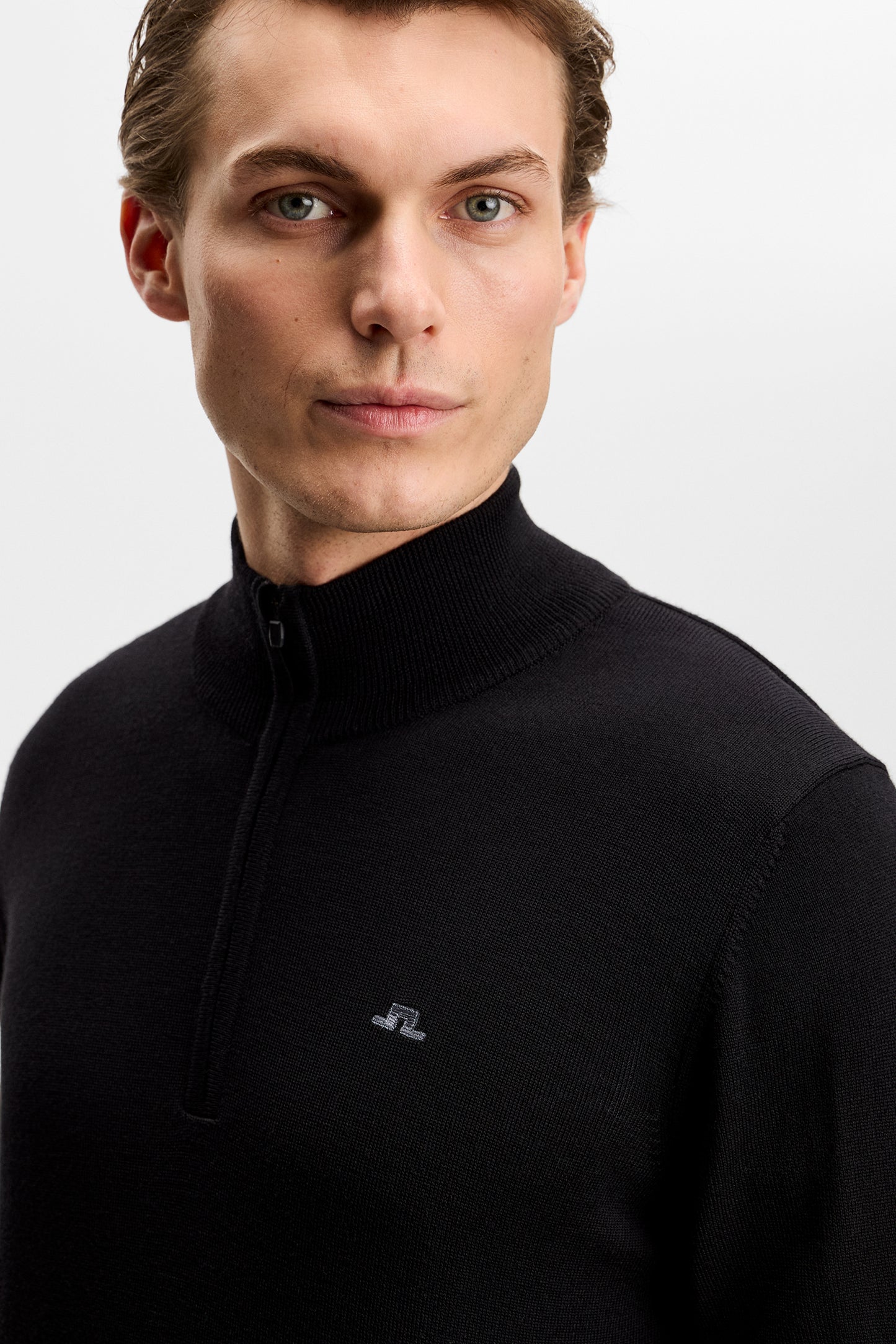 Kiyan Quarter Zip Sweater in Black by J.Lindeberg
