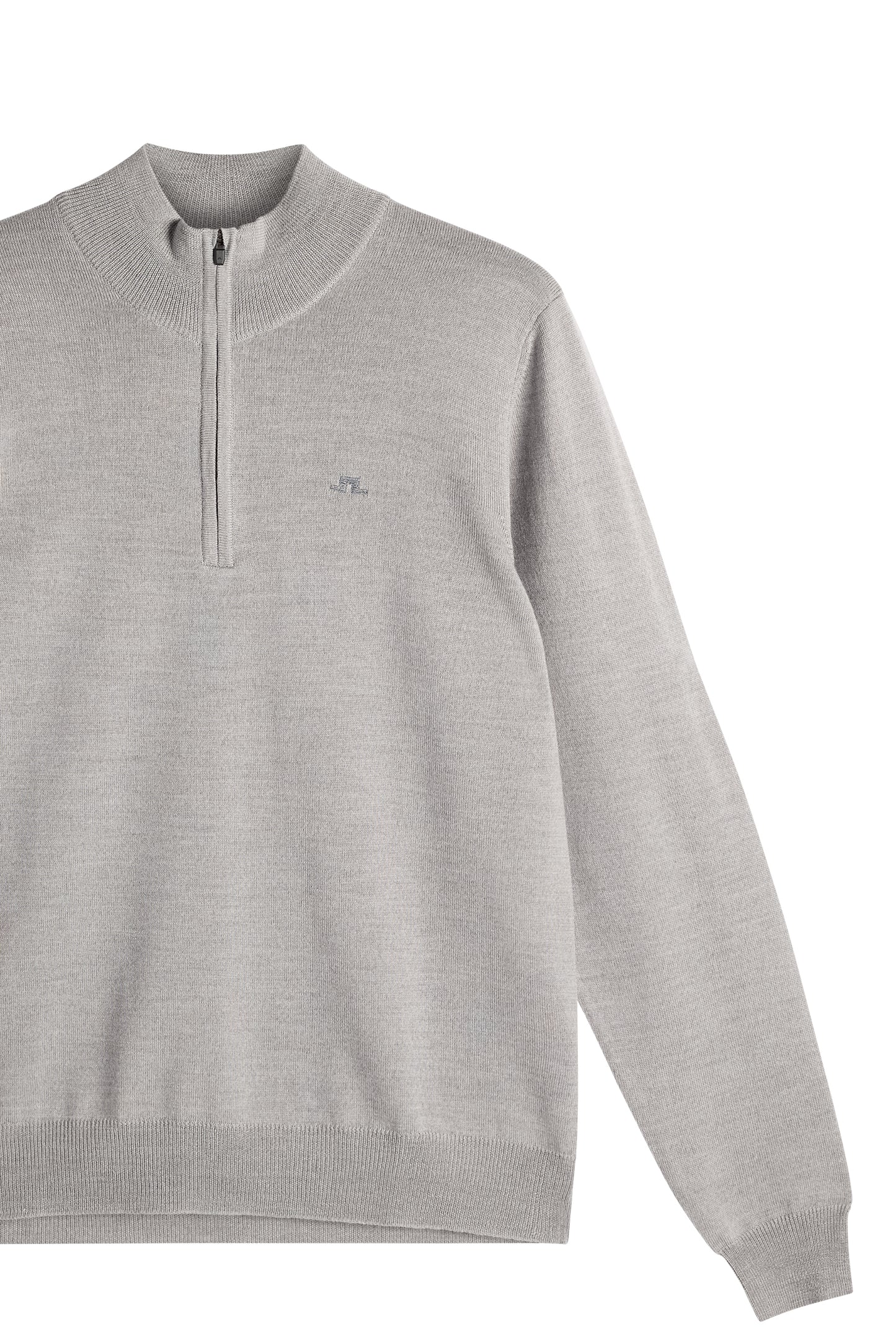 Kiyan Quarter Zip Sweater in Light Grey Melange by J.Lindeberg
