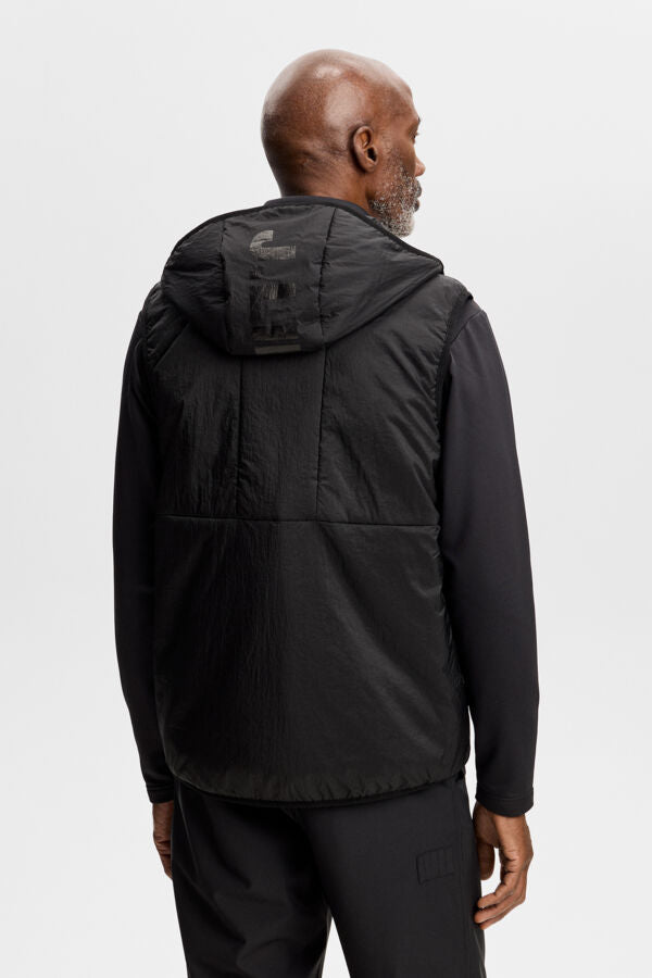 M Solarcore 3 in 1 Jacket in black, back view showing the padded hood and panel construction.