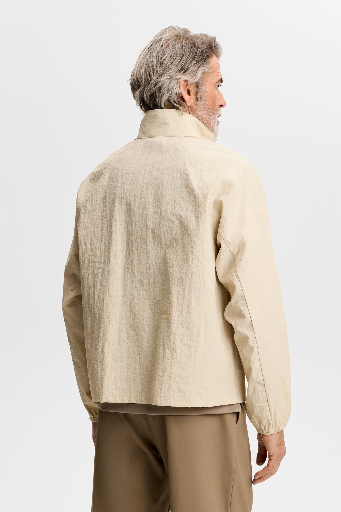 Gian Crinkle Zip Overshirt in Moonbeam by J.Lindeberg