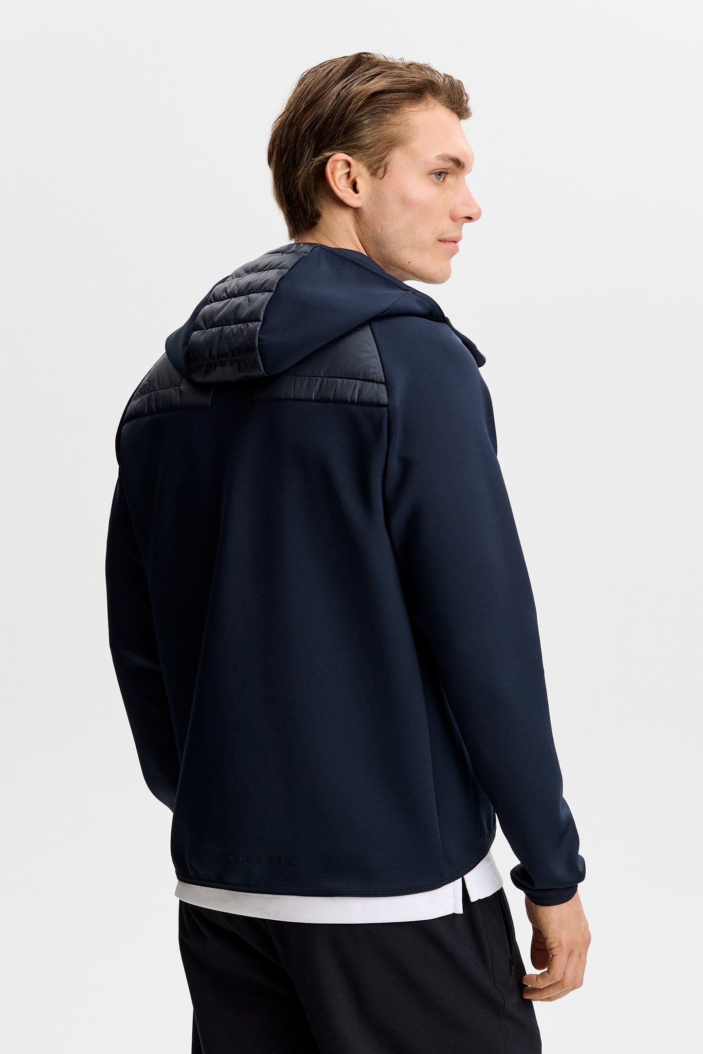 Heyden Quilt Hybrid Hood in JL Navy by J.Lindeberg