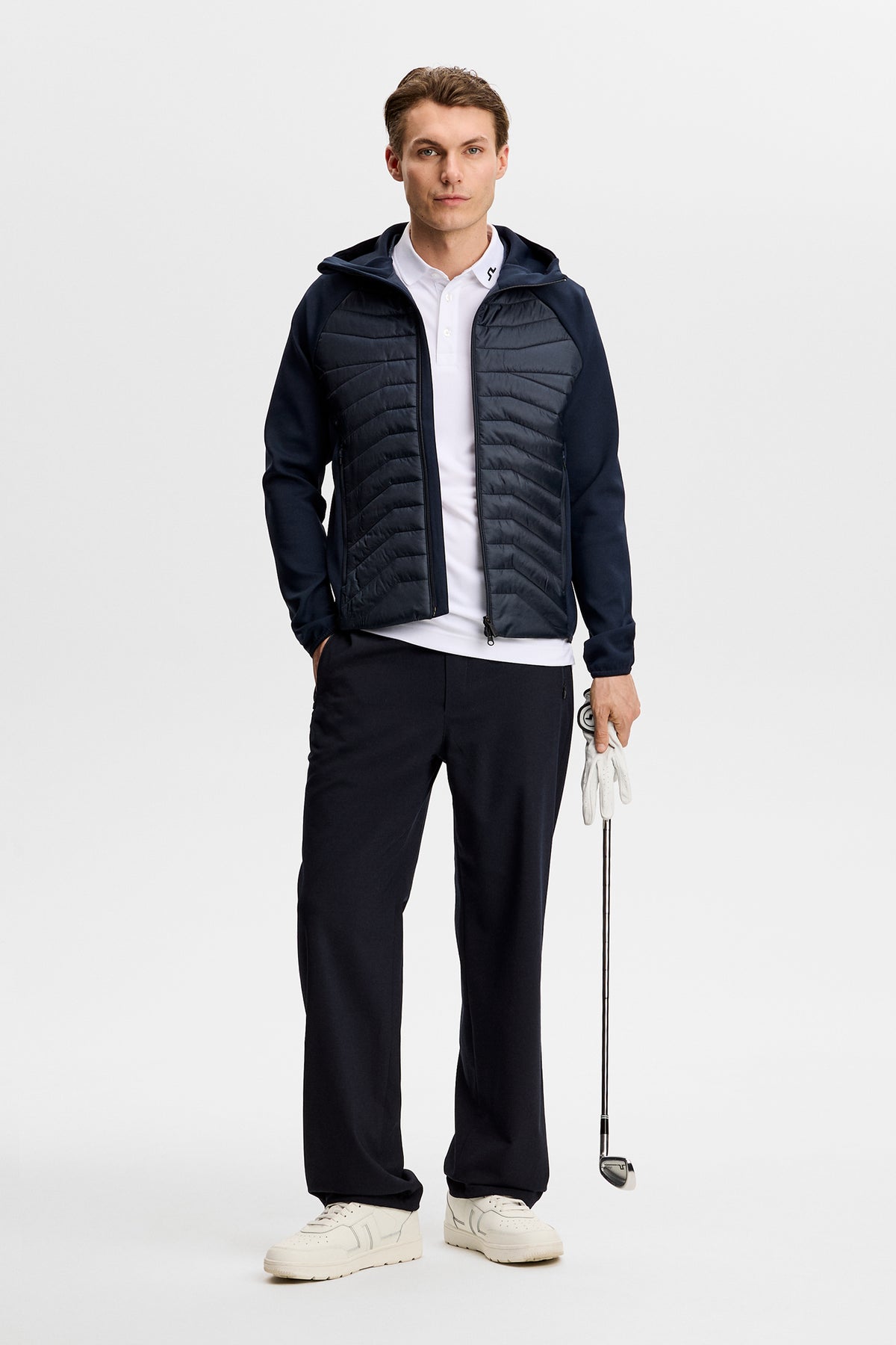Heyden Quilt Hybrid Hood in JL Navy by J.Lindeberg